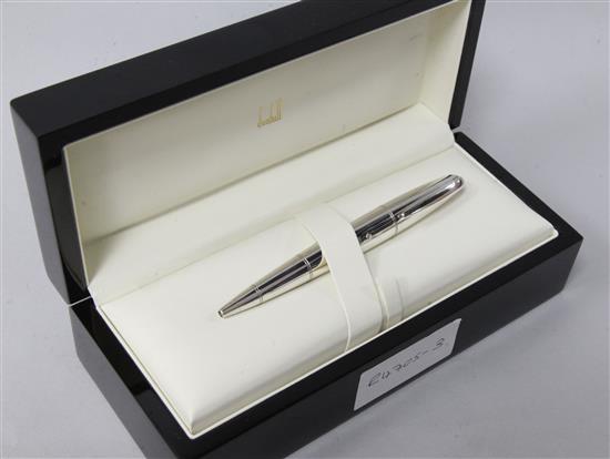 A Dunhill boxed silver ballpoint pen